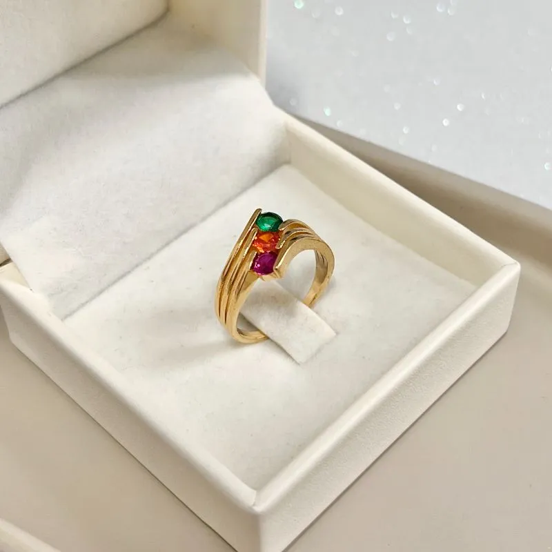 ANEL FIOS COM 3 PEDRAS COLORIDAS