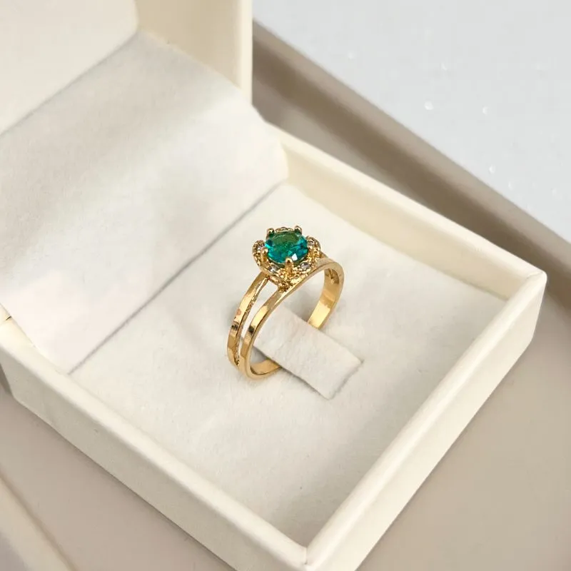 ANEL FLOR PEDRA TURMALINA