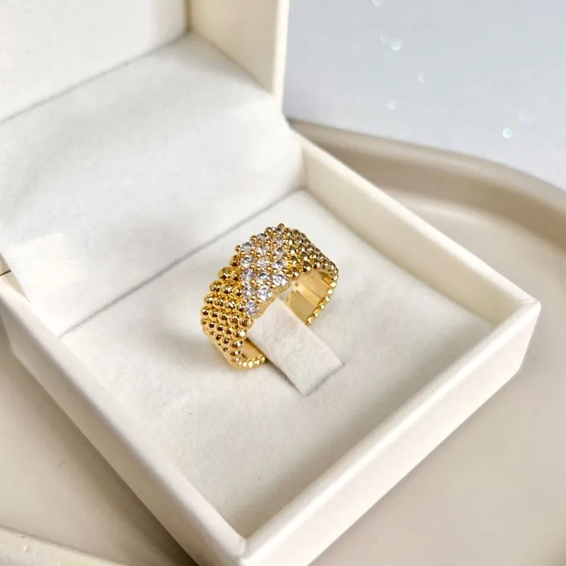 ANEL LARGO MINI BOLINHAS E ZIRCONIAS