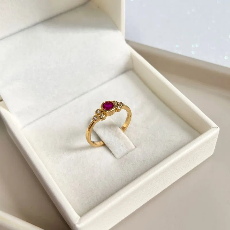 ANEL PONTO DE LUZ PINK COM ZIRCONIAS CRISTAL