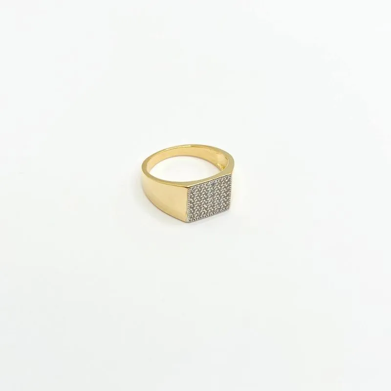 ANEL QUADRADO RETO EM MICRO ZIRCONIAS