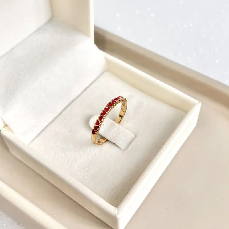 ANEL RESINADO CORAÇÕES ROSA