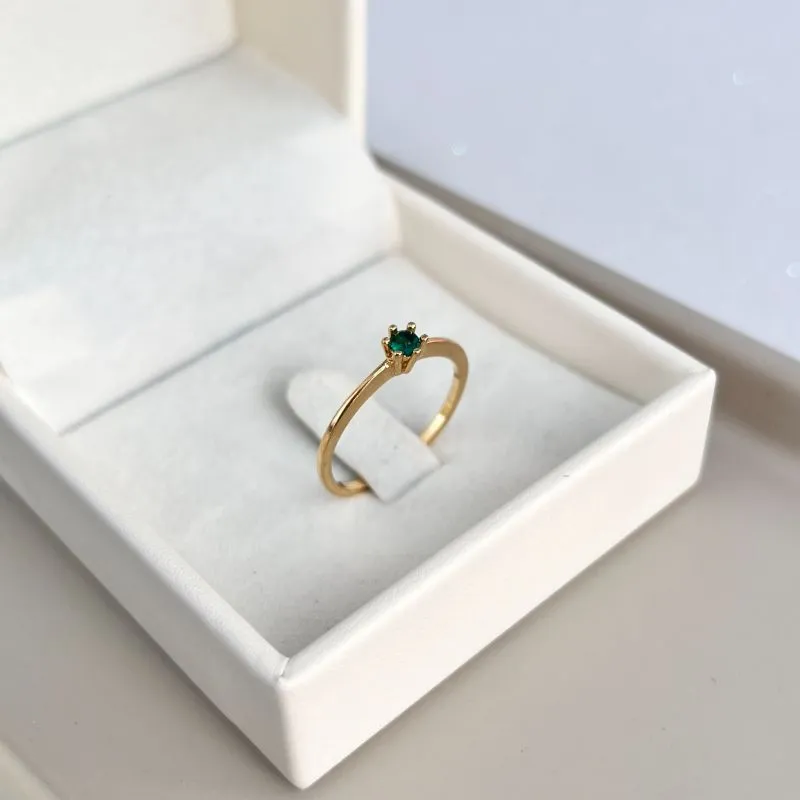 ANEL SOLITÁRIO PEDRA VERDE ESMERALDA