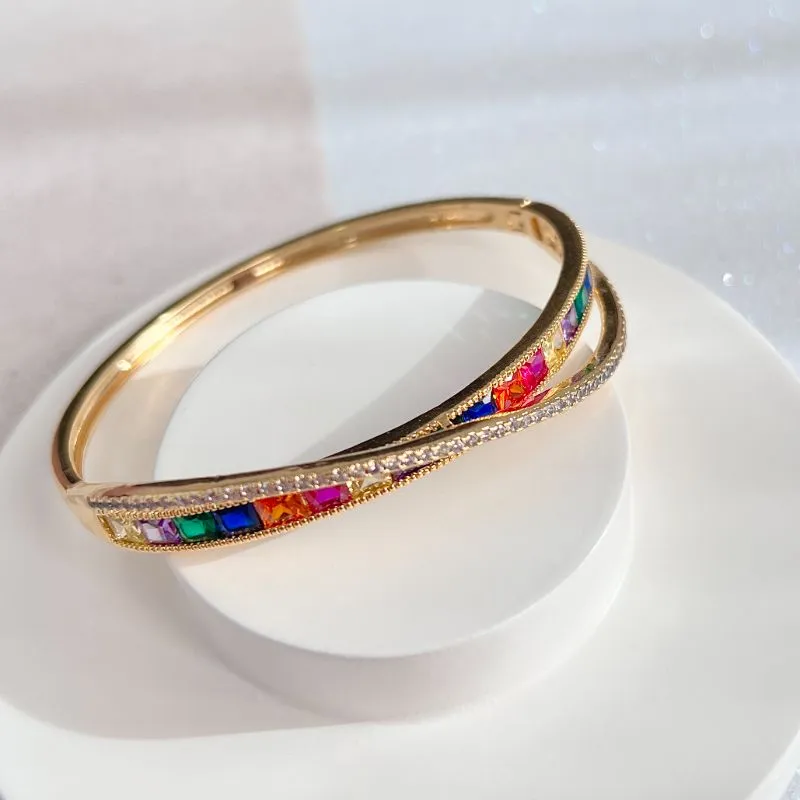 BRACELETE ZIRCONIAS COLORIDAS COM FIO DE MICRO ZIRCONIAS