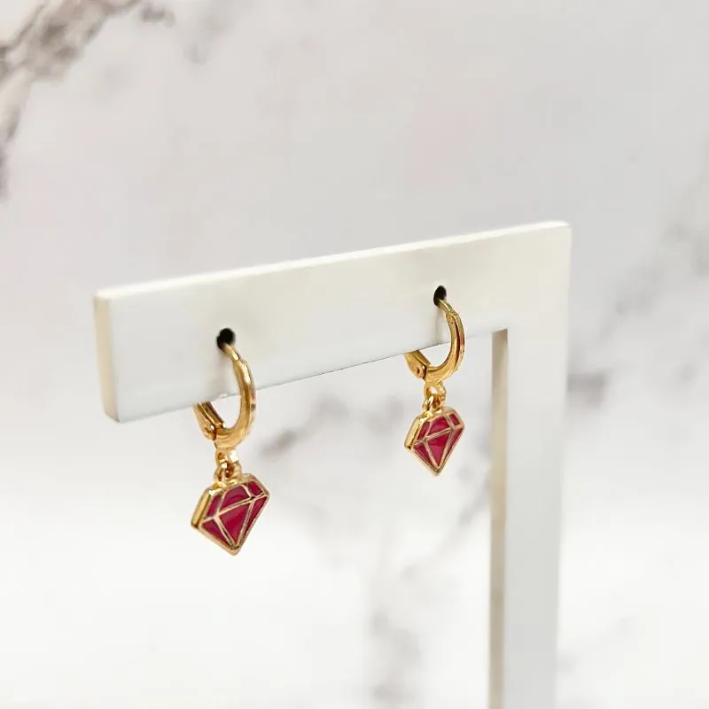 BRINCO ARGOLA CLICK DIAMANTE RESINADO ROSA