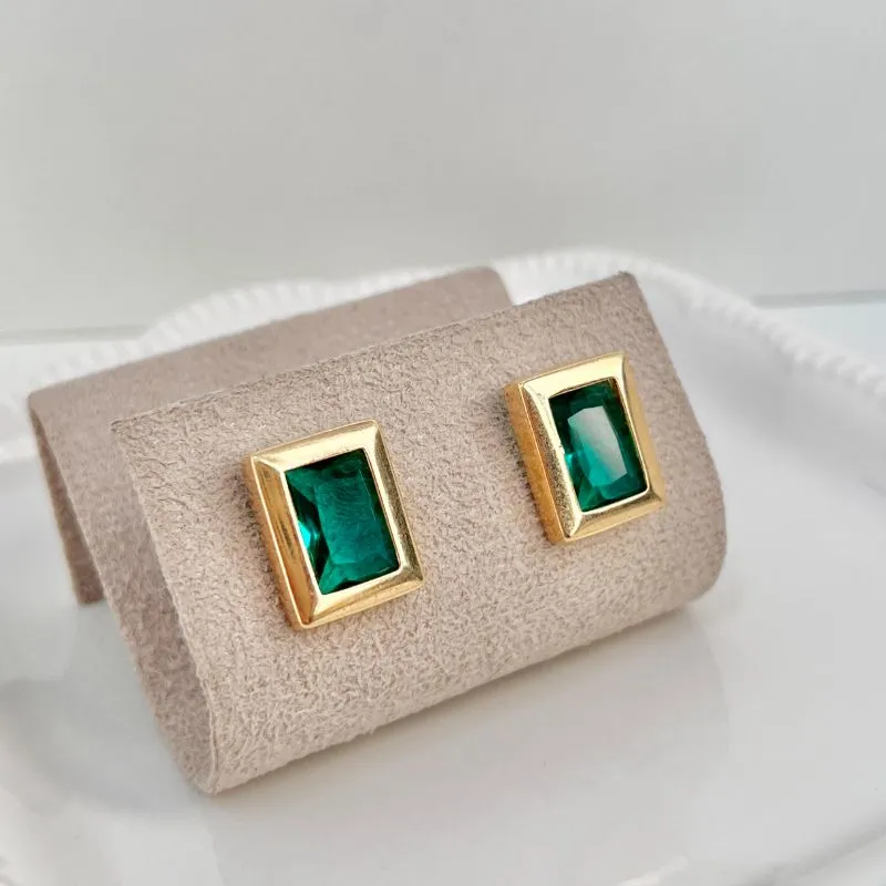 BRINCO QUADRADO GRANDE PEDRA TURMALINA