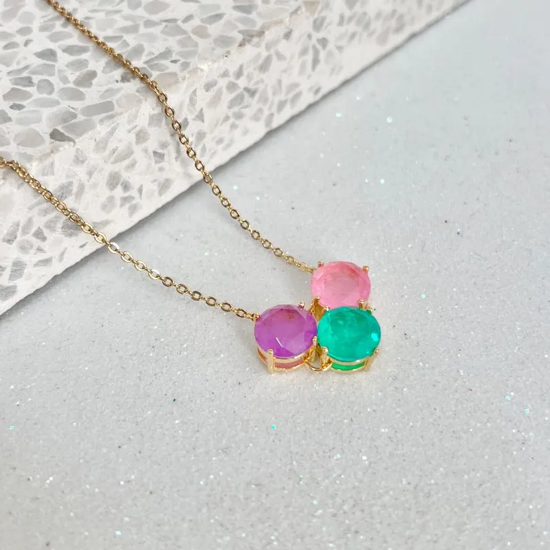 COLAR 3 PEDRAS REDONDAS FUSION