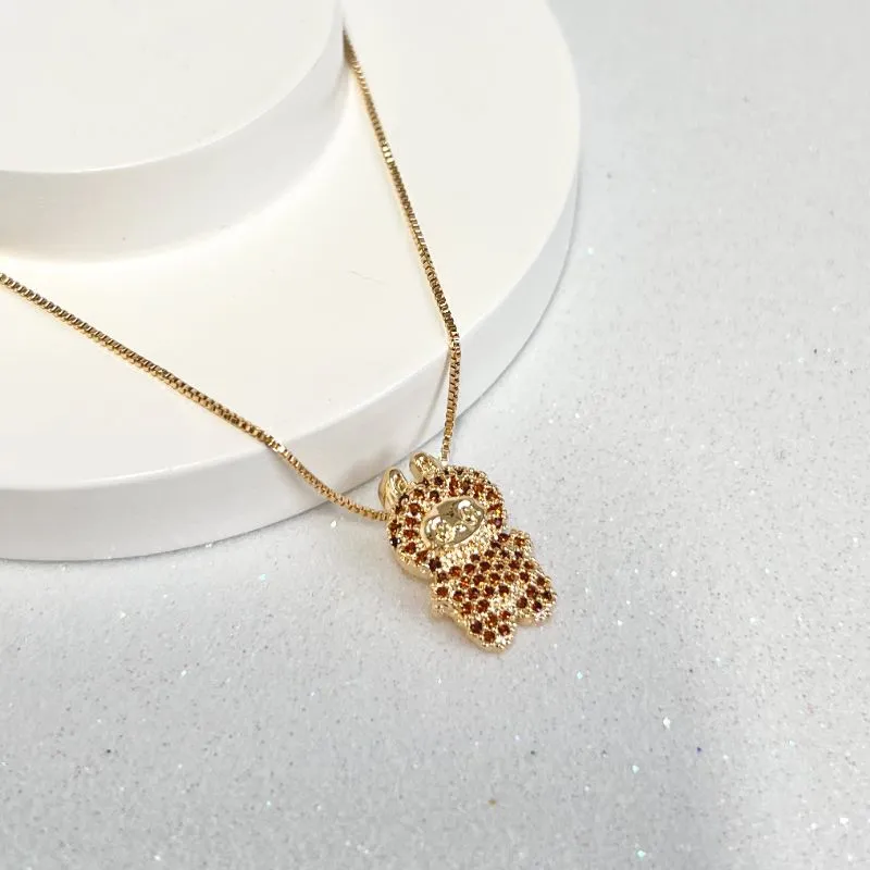 COLAR CRAVEJADO LABUBU - MARROM