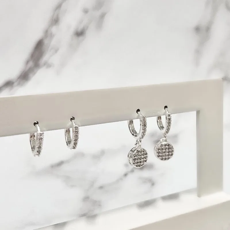 DUPLA BRINCO ARGOLA ARTICULADA LISA E COM PINGENTE