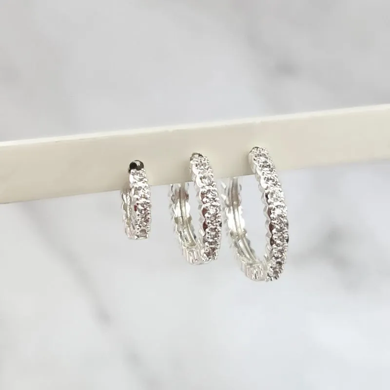 TRIO BRINCO ARGOLAS ARTICULADAS ZIRCONIAS