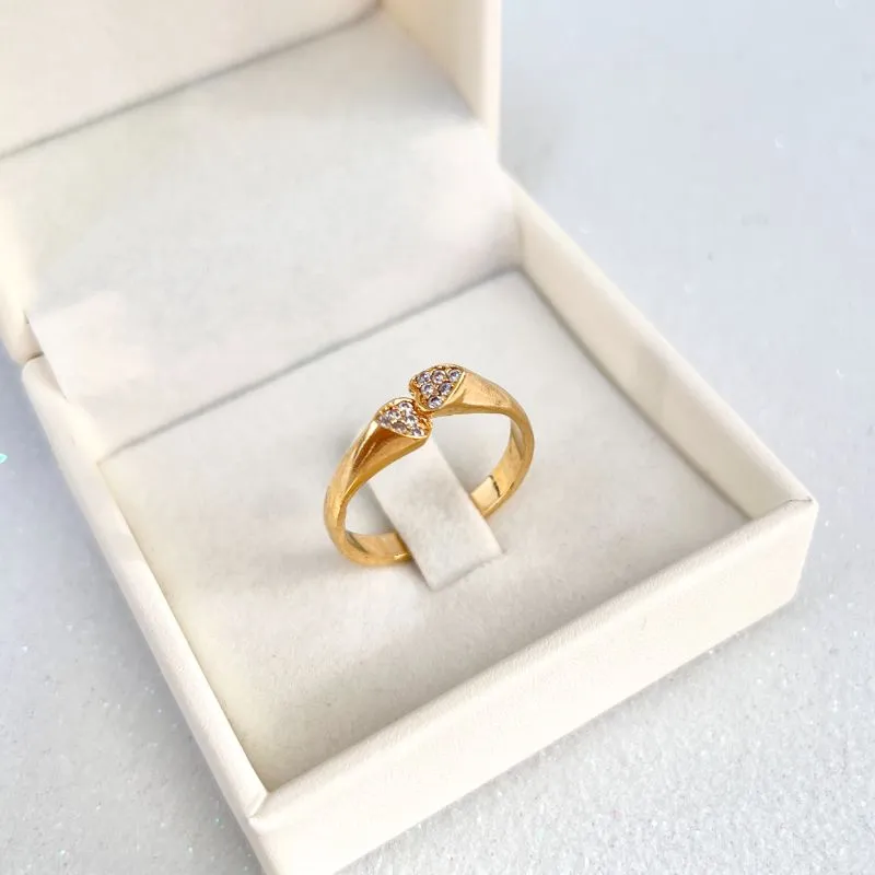 ANEL 2 CORAÇÕES CRAVEJADOS