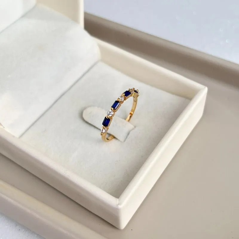 ANEL 4 BAGUETES AZUL