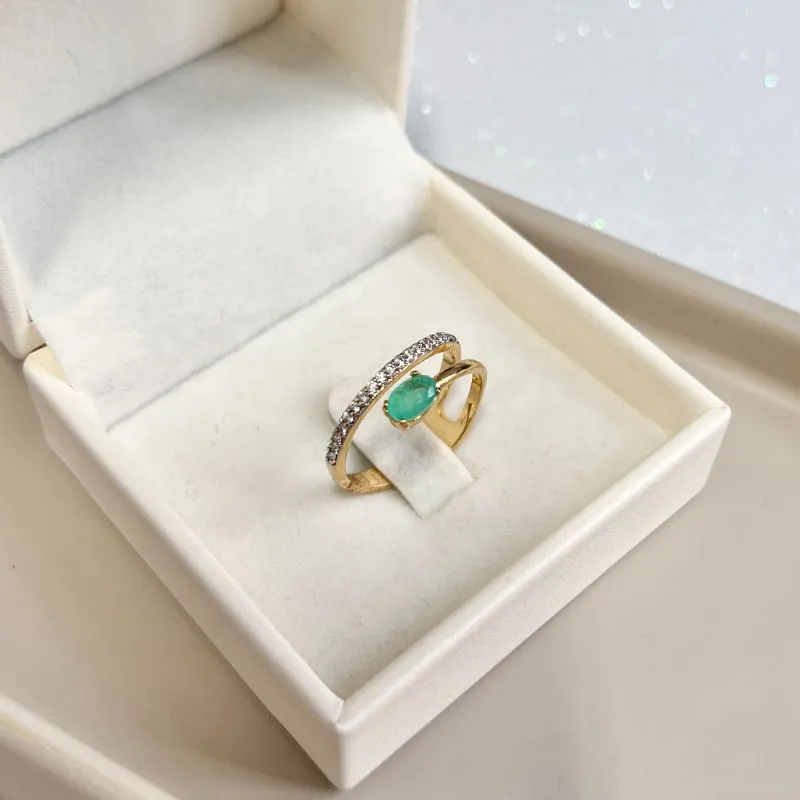 ANEL FIO DE ZIRCONIA COM PEDRA OVAL TURMALINA