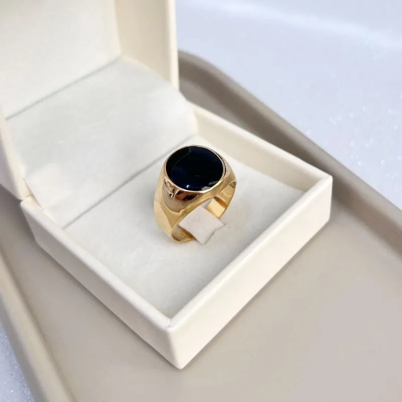 ANEL MASCULINO COM RESINA PRETA