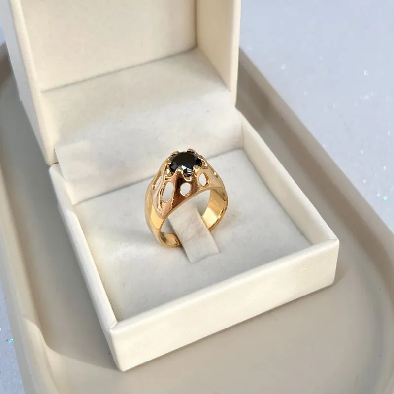 ANEL MASCULINO PEDRA ALTA PRETA