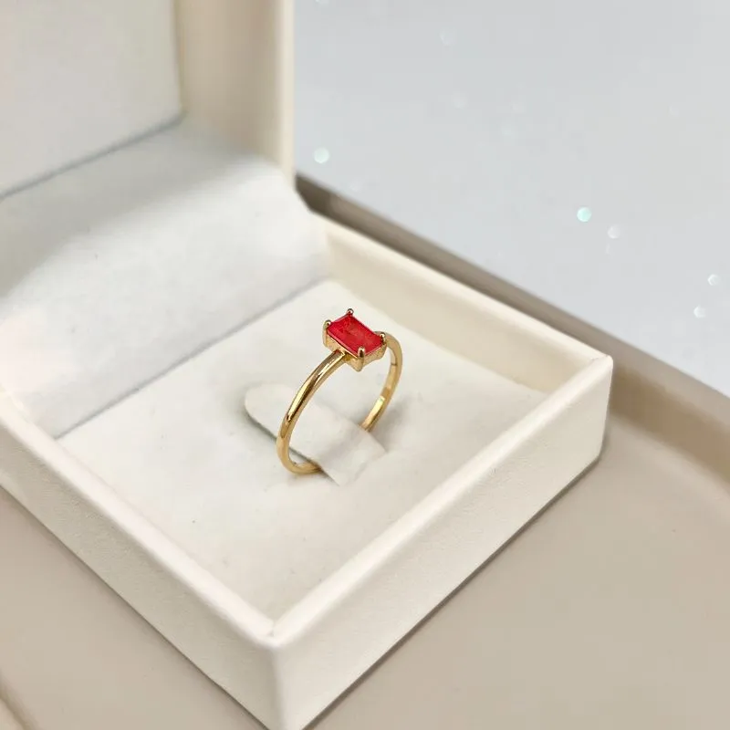 ANEL PEDRA QUADRADA ORANGE FUSION