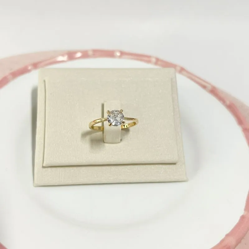 ANEL SOLITÁRIO PEDRA BAIXA 6MM