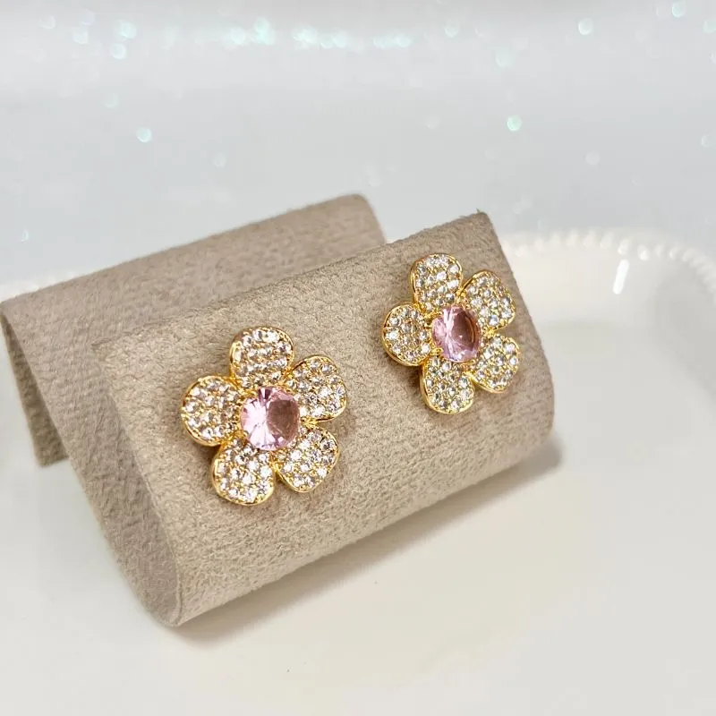 BRINCO FLOR MIOLO ROSA CRAVEJADA