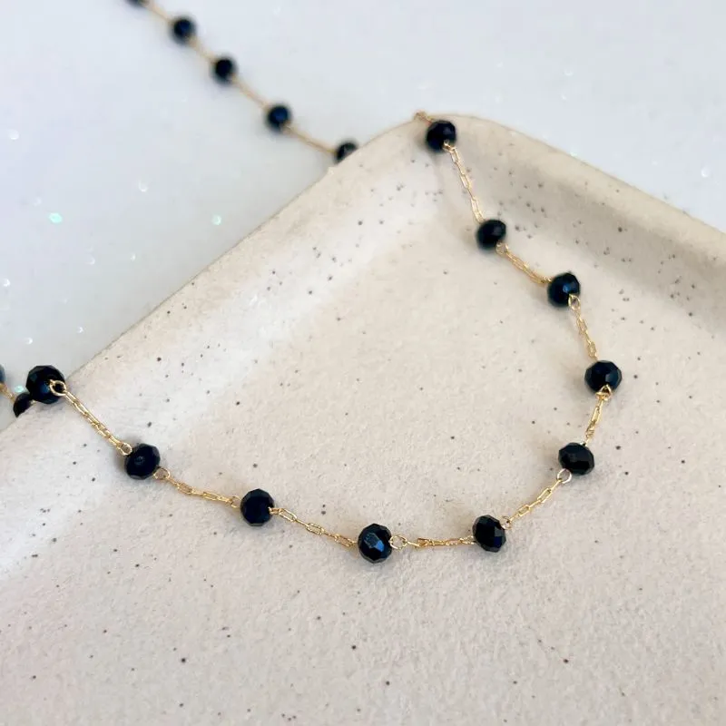 COLAR CHOKER CRISTAL PRETO 40CM