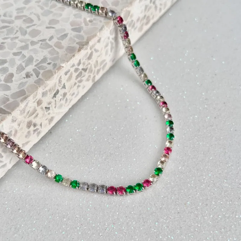 COLAR CHOKER RIVIERA 3MM COLORIDA 45CM