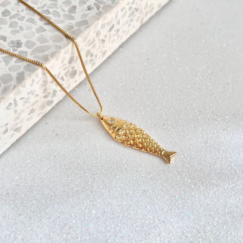 COLAR PEIXE COM ZIRCONIA NO OLHO