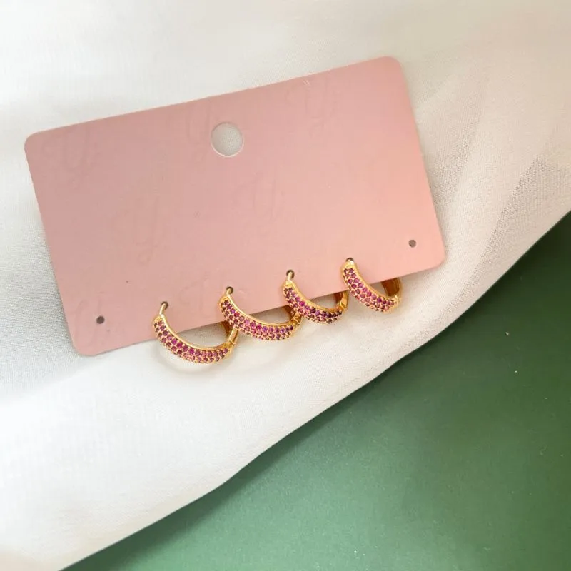 DUPLA ARGOLA ARTICULADA MICRO ZIRCONIA PINK