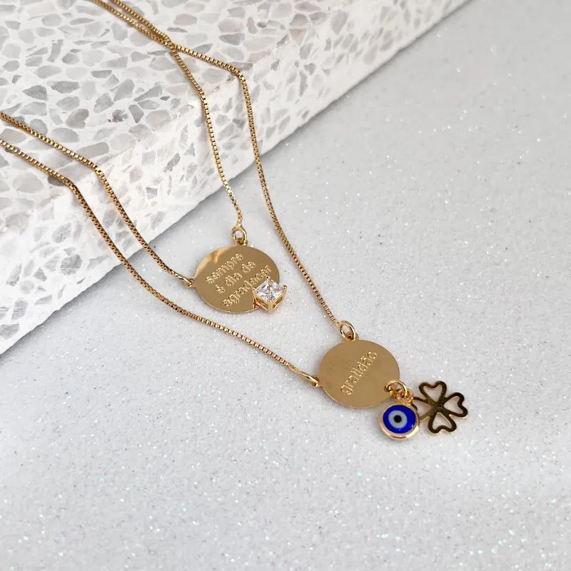 ESCAPULÁRIO MEDALHA OLHO GREGO/SEMPRE É DIA DE AGRADECER