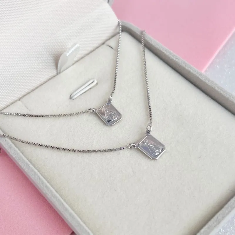 ESCAPULÁRIO VENEZIANA PLACA MINI NOSSA SENHORA APARECIDA E SAGRADO CORAÇÃO DE 60CM