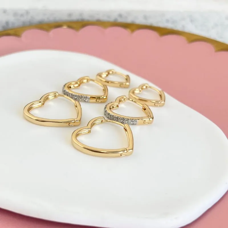 TRIO ARGOLA ARTICULADA CORAÇÃO SENDO A MÉDIA CRAVEJADA