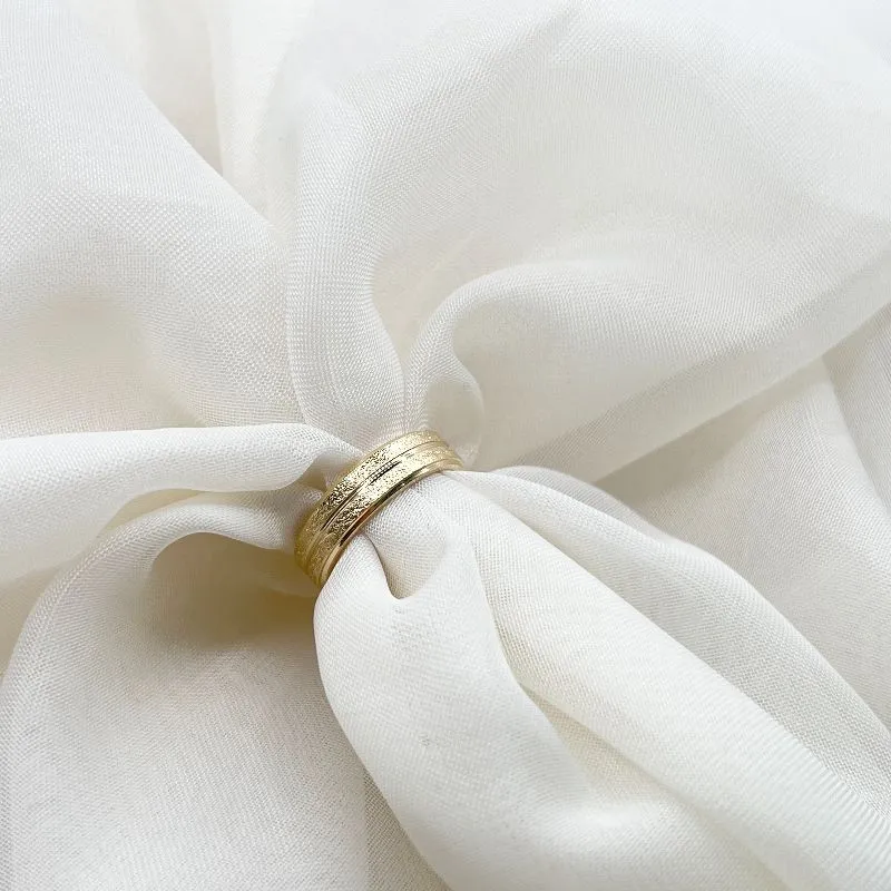 ANEL ALIANÇA 5,5MM 3 FRISOS LISO E GRANITADA