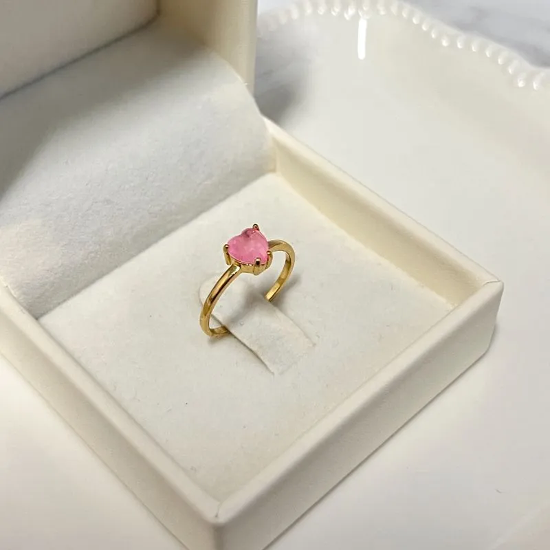 ANEL CORAÇÃO PEDRA FUSION - ROSA