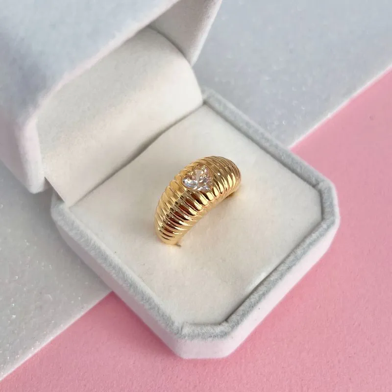 ANEL CROASSAM BALOADO ALTO COM PEDRA DE CORAÇÃO