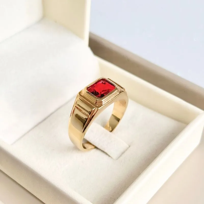 ANEL MASCULINO PEDRA VERMELHA