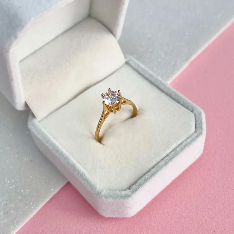 ANEL SOLITÁRIO 6 GARRAS ALTA PEDRA 6MM