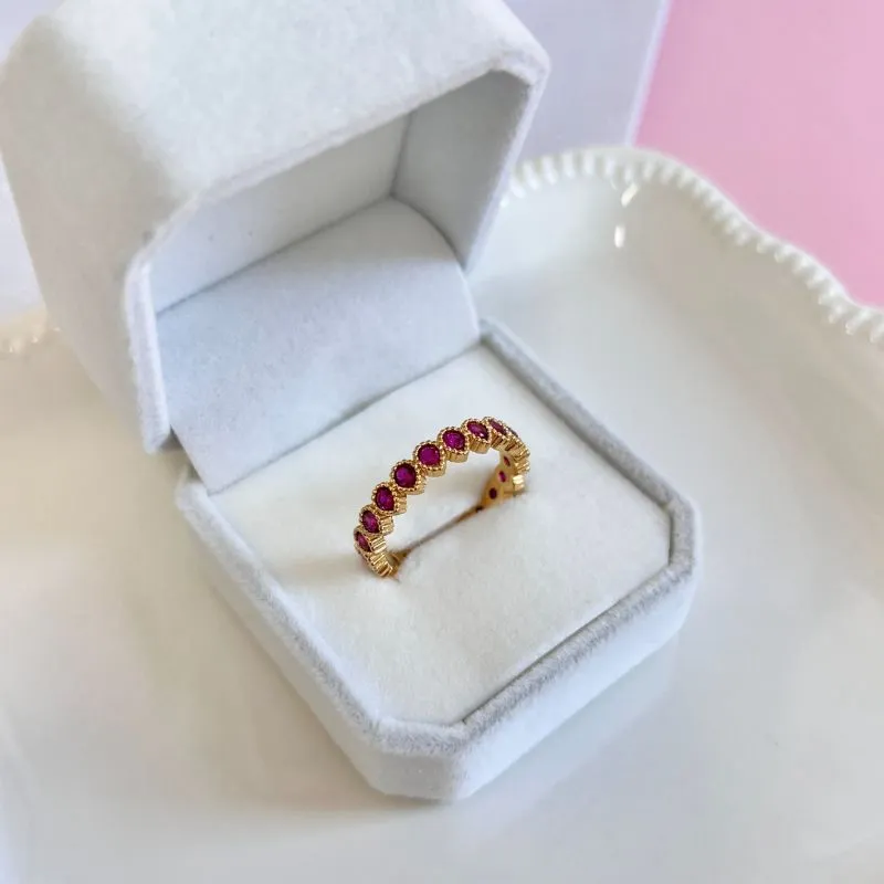 ANEL TODO EM GOTAS E PEDRA PINK