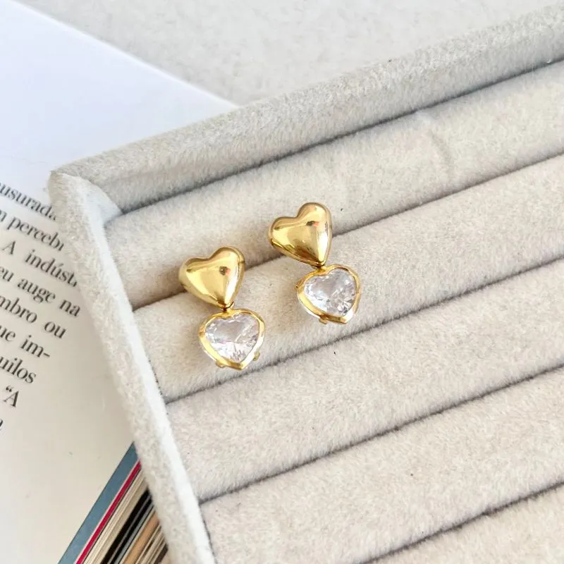 BRINCO 2 CORAÇÕES LISO E COM PEDRA