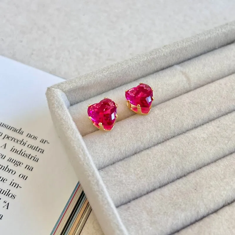 BRINCO CORAÇÃO ZIRCONIA PINK 10MM