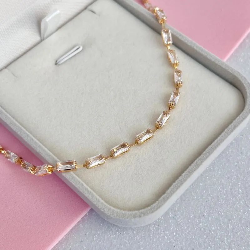 COLAR CHOKER BAGUETES COM FECHO JOIA 40CM