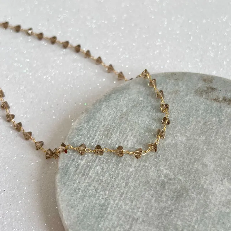 COLAR CHOKER CRISTAIS FUMÊ 40CM