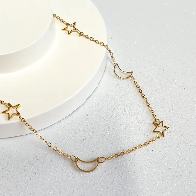 COLAR ESTRELAS E LUA VAZADAS 45CM