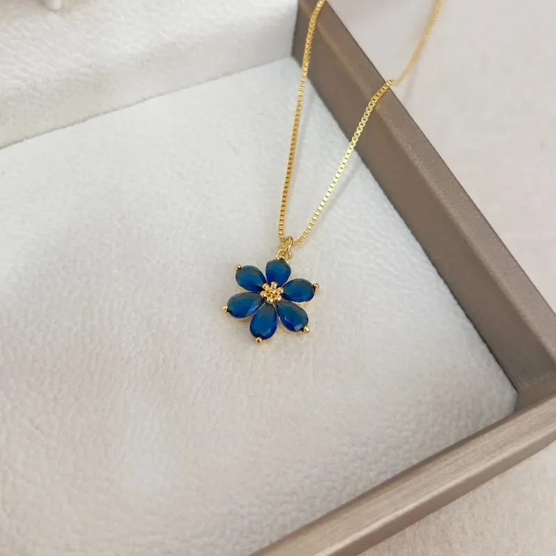 COLAR FLOR AZUL 45CM