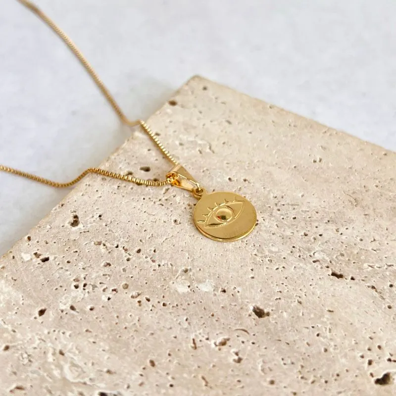 COLAR MEDALHA OLHO GREGO PEQUENA