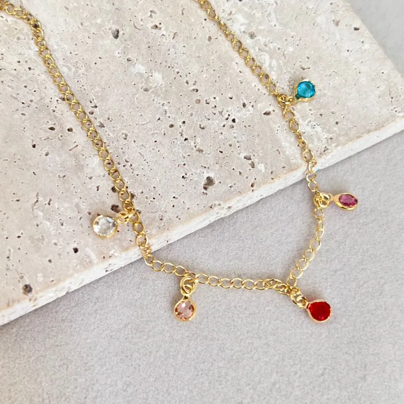 TORNOZELEIRA TIFFANY PEDRAS COLORIDAS