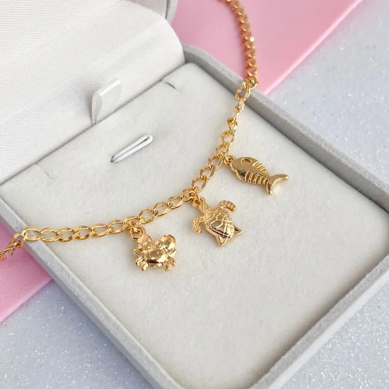 TORNOZELEIRA VERÃO - PEIXE/TARTARUGA/CARANGUEIJO