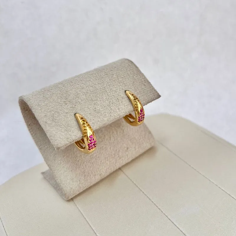 BRINCO ARGOLA ARTICULADA ZIRCONIA AMARELA E PINK