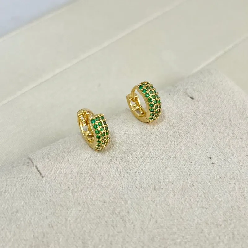 BRINCO ARGOLA ARTICULADA ZIRCONIA VERDE ESMERALDA
