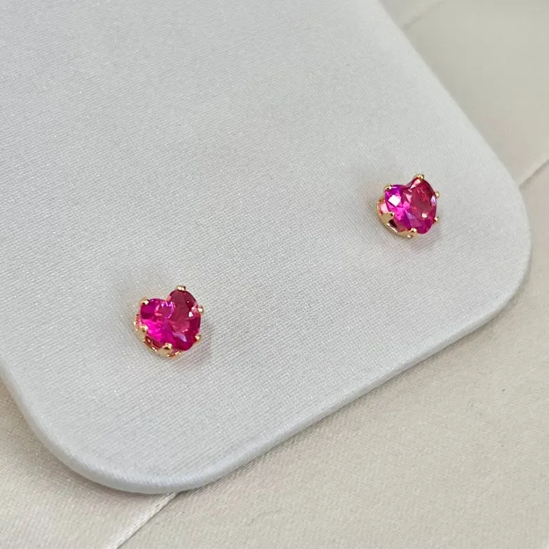 BRINCO CORAÇÃO ZIRCONIA PINK 6MM