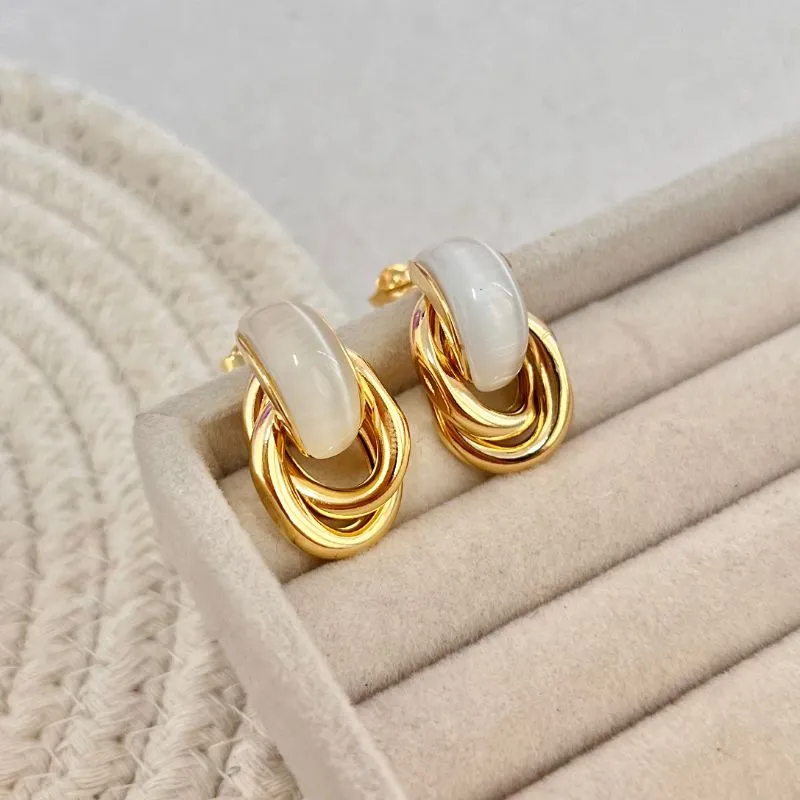 BRINCO ELO COM PEDRA OLHO DE TIGRE BRANCA