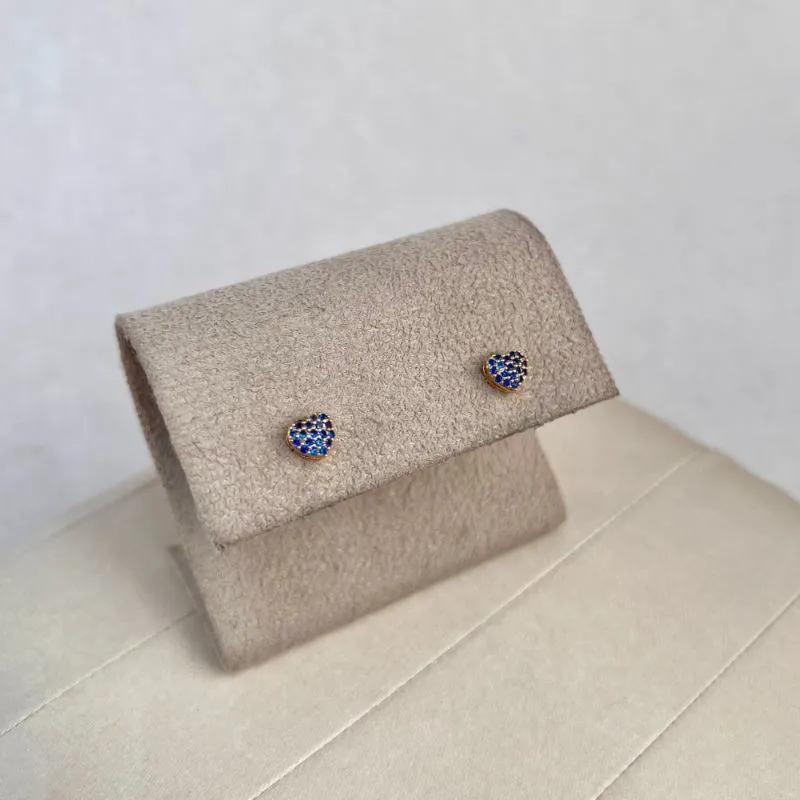 BRINCO PINO CORAÇÃO MICRO ZIRCONIAS AZUL