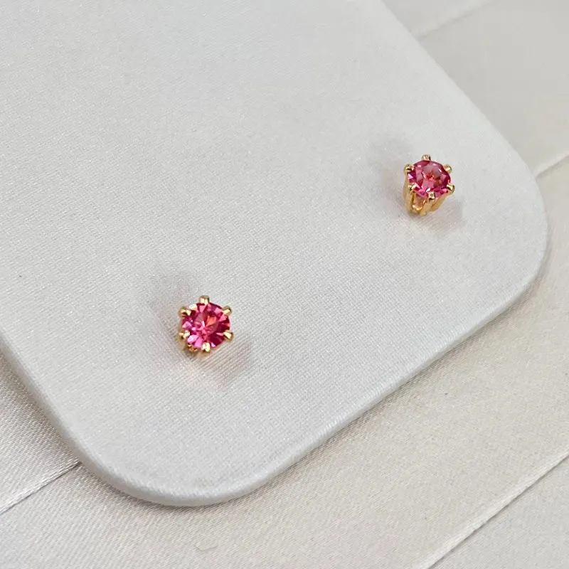 BRINCO PONTO DE LUZ STRASS ROSA 6 GARRAS ALTAS